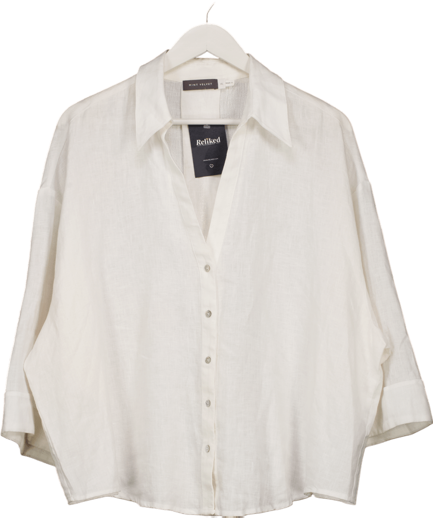 Mint Velvet Cream Linen Resort Shirt UK XL - Reliked