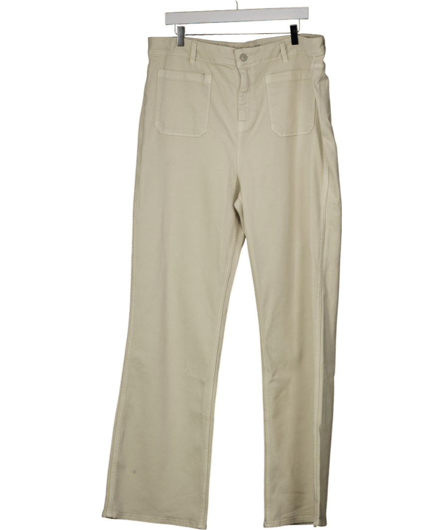 Mint Velvet Cream Patch Pocket Straight Jeans, Beige - Longer Length UK 18 - Reliked