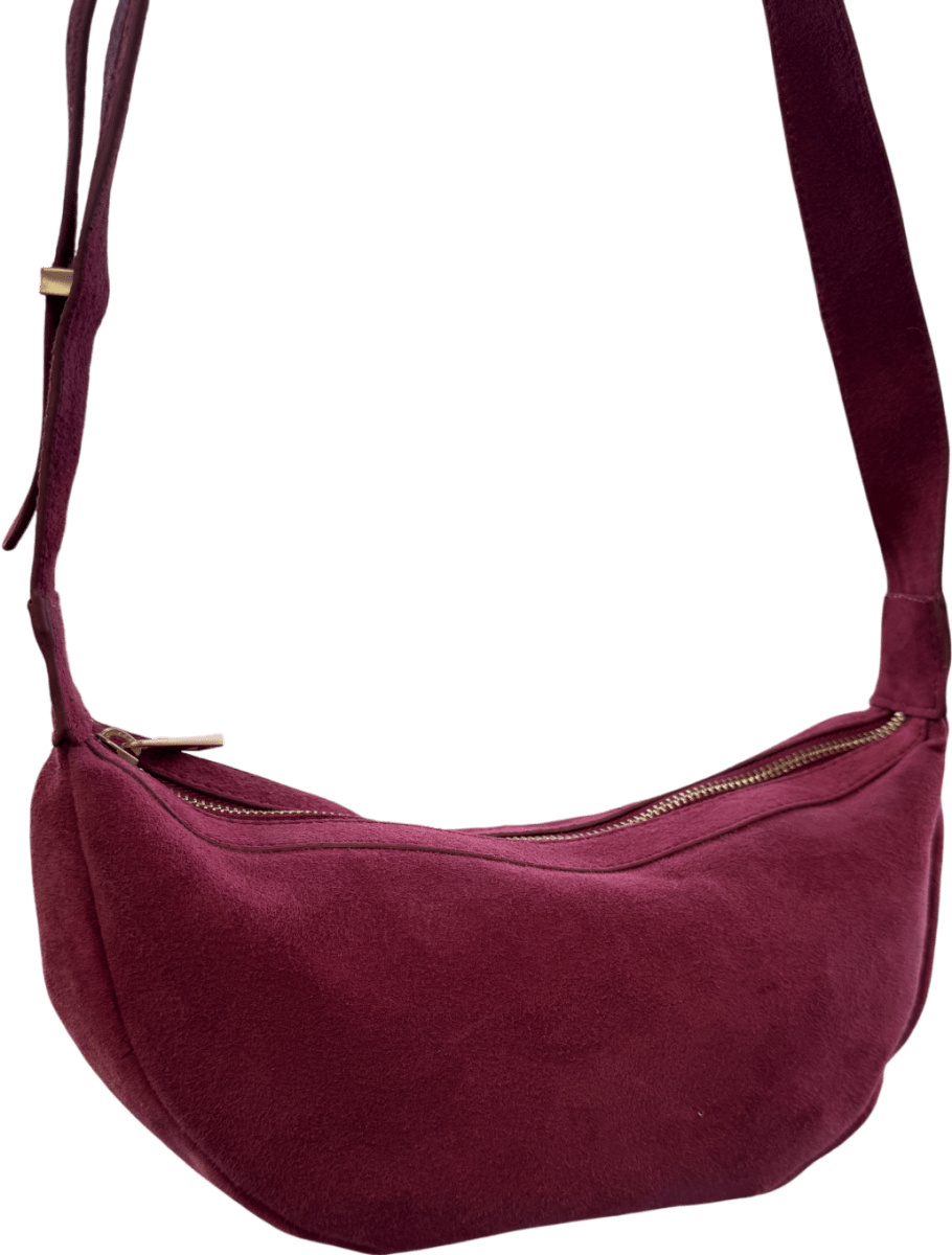 Mint Velvet Dolly Red Suede Scoop Sling Bag - Reliked