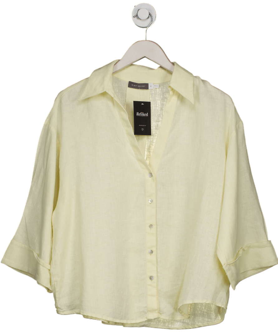 Mint Velvet Linen Resort Shirt - Yellow UK M - Reliked