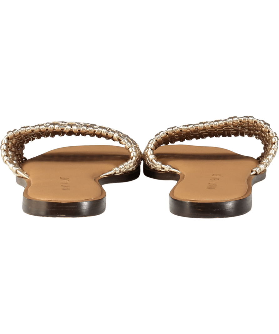 Mint Velvet Metallic Sophie Gold Leather Woven Sliders UK 7 EU 40 👠 - Reliked