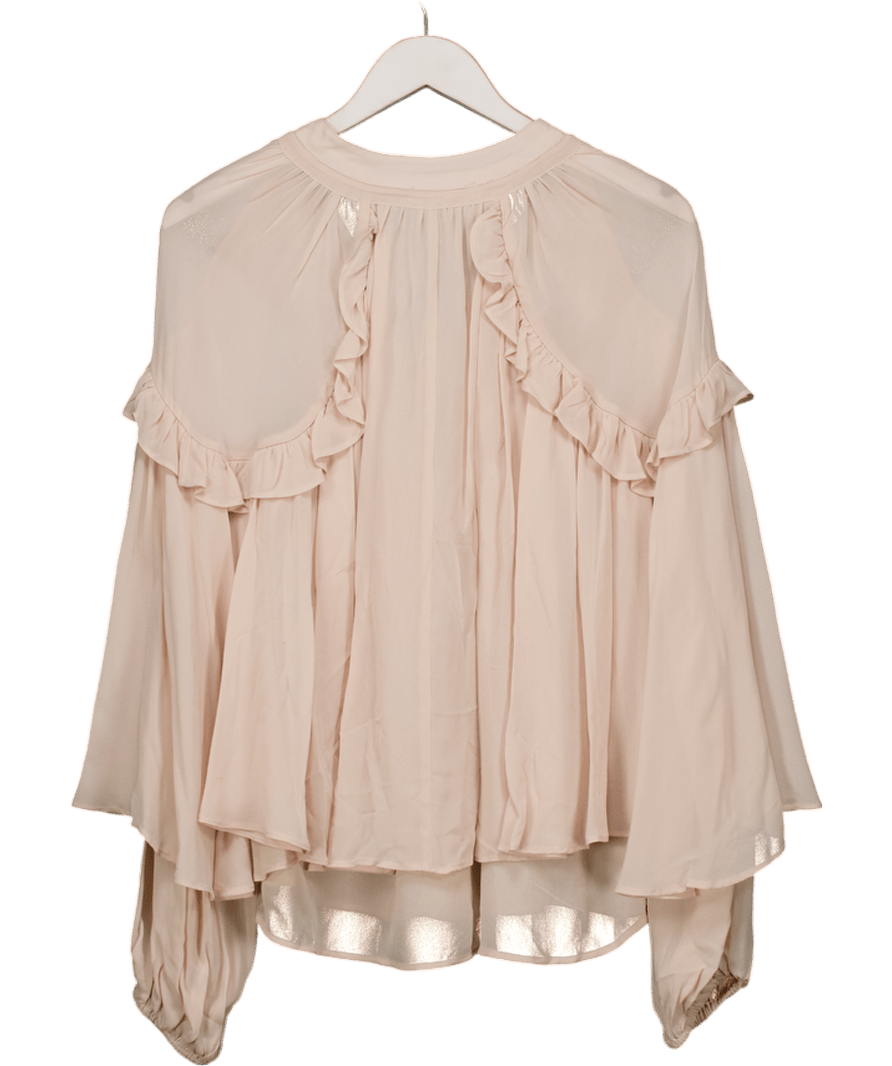 Mint Velvet Nude Cape Ruffle Blouse UK S - Reliked