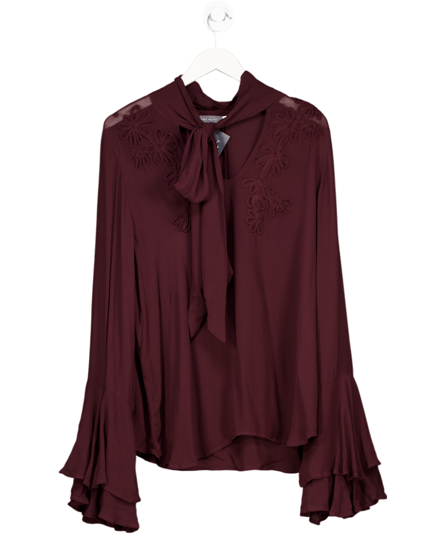 Mint Velvet Red Burgundy Floral Detail Blouse UK XL - Reliked
