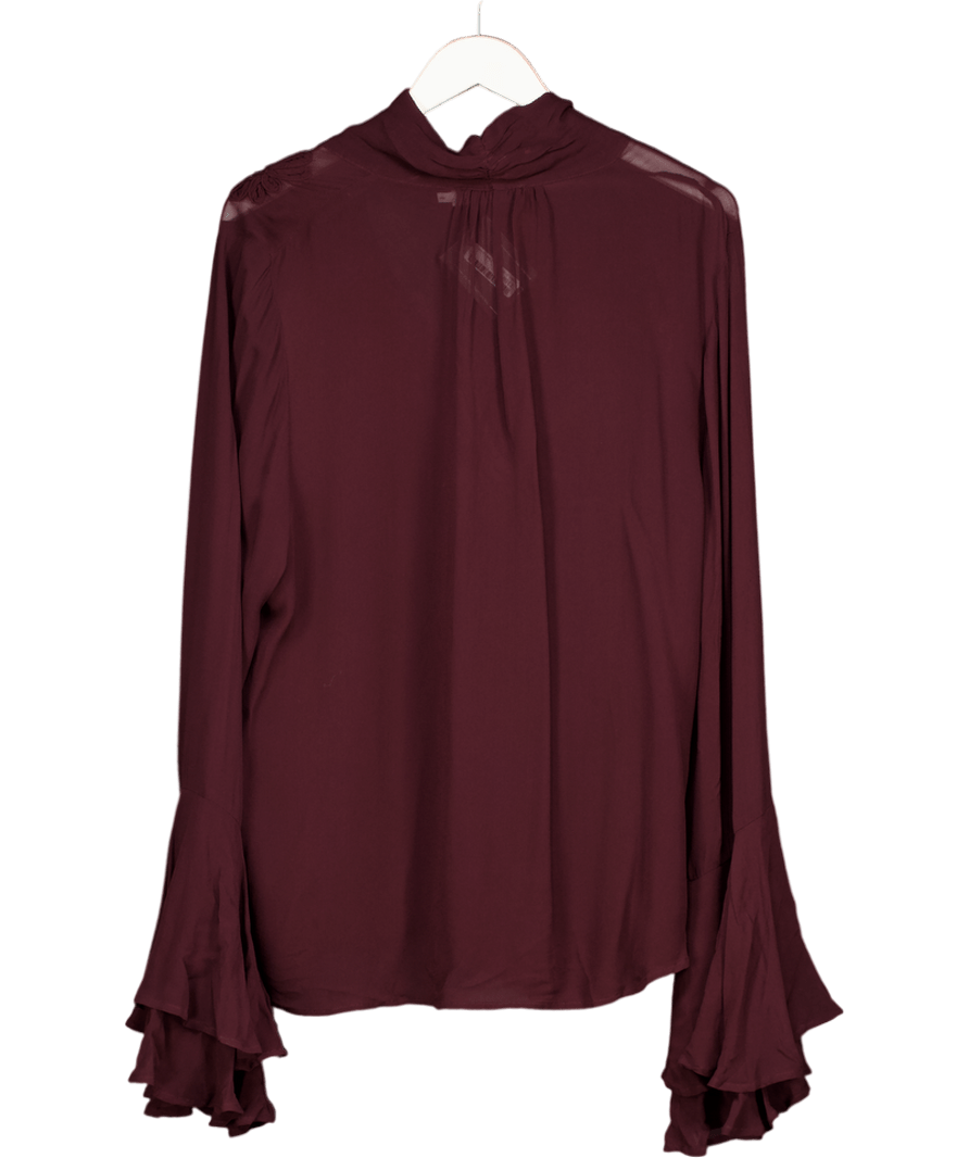 Mint Velvet Red Burgundy Floral Detail Blouse UK XL - Reliked