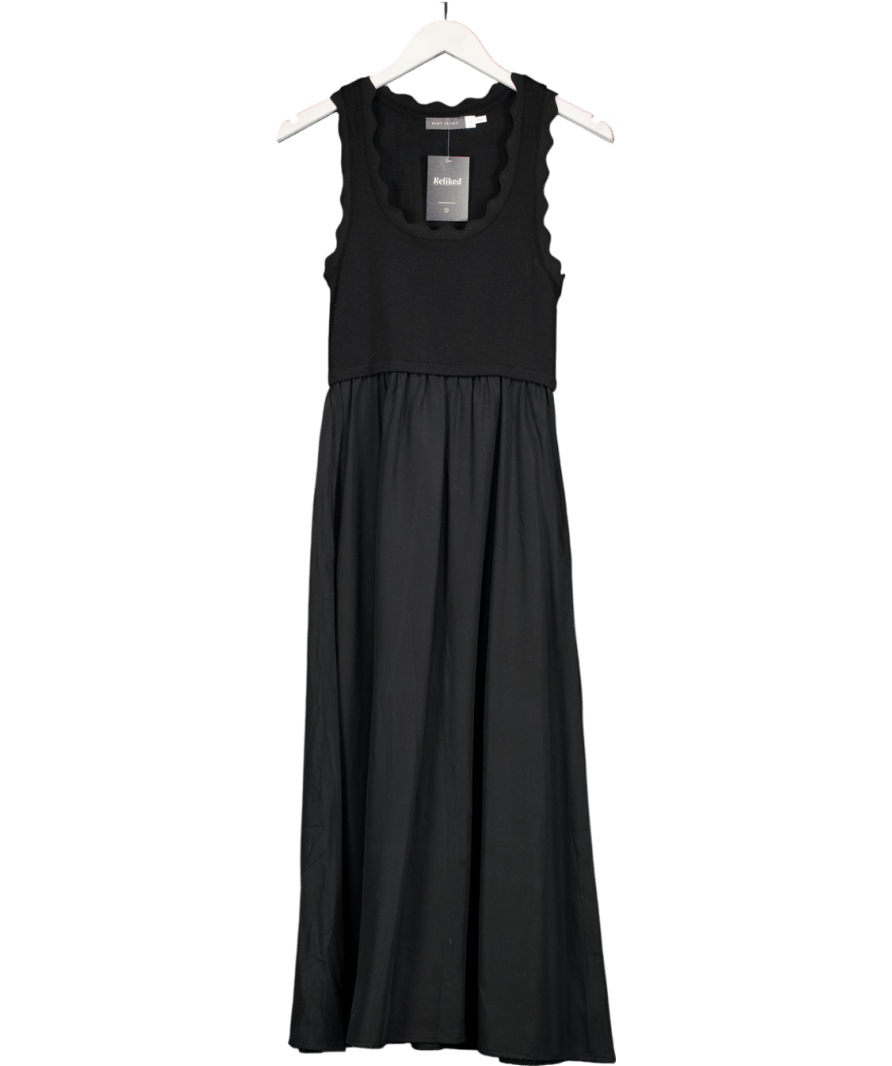 Mint Velvet Scallop Trim Midi Dress, Black UK XS - Reliked