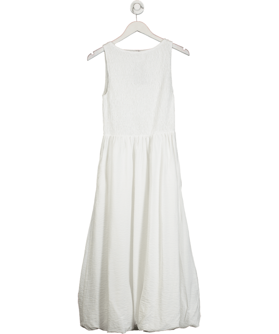 Mint Velvet White Bubble Hem Midi Dress UK S - Reliked