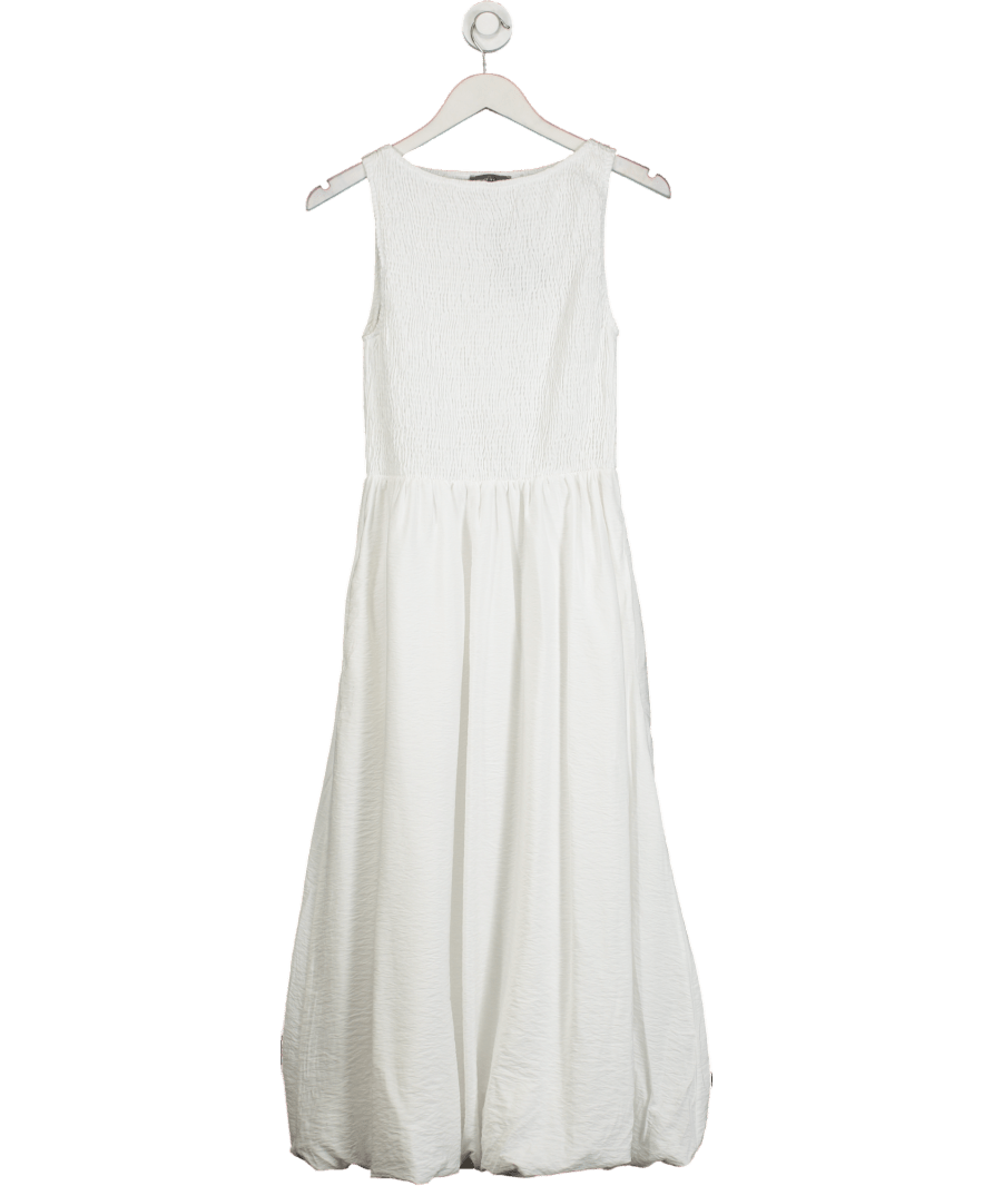 Mint Velvet White Bubble Hem Midi Dress UK S - Reliked