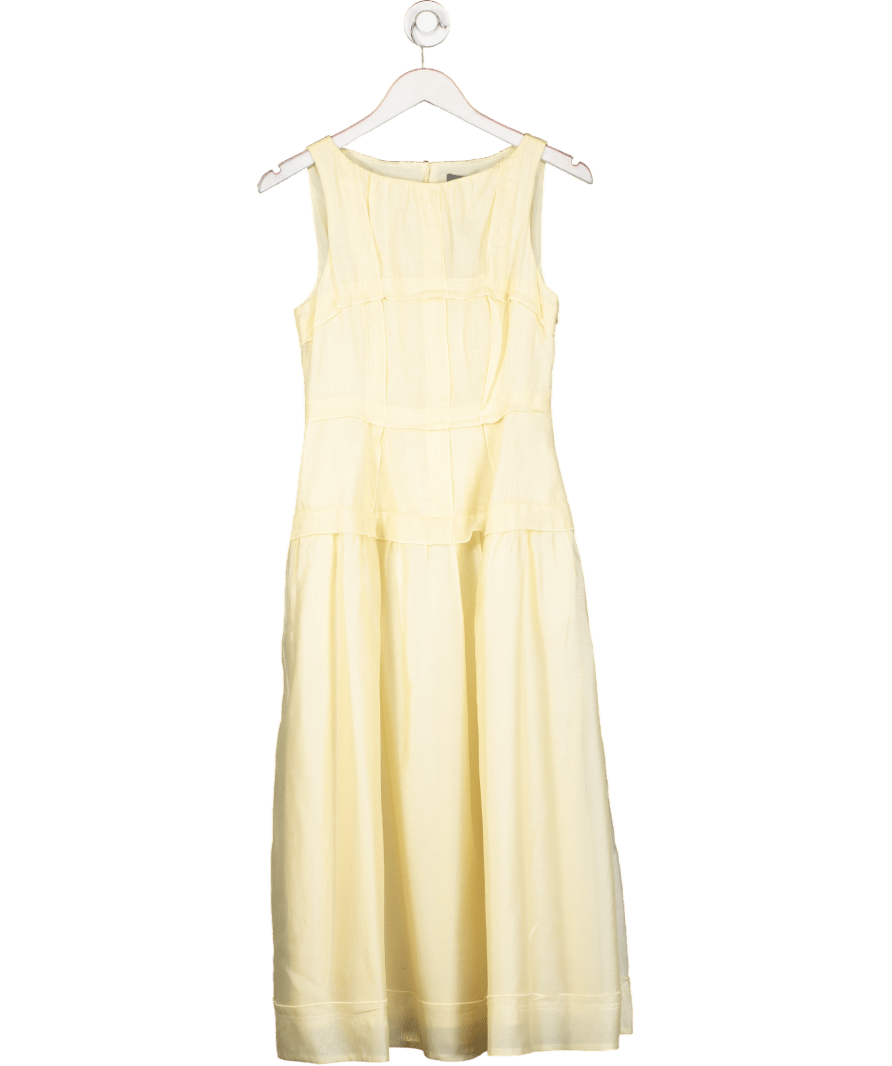 Mint Velvet Yellow Drop Waist Midi Dress UK 8 - Reliked