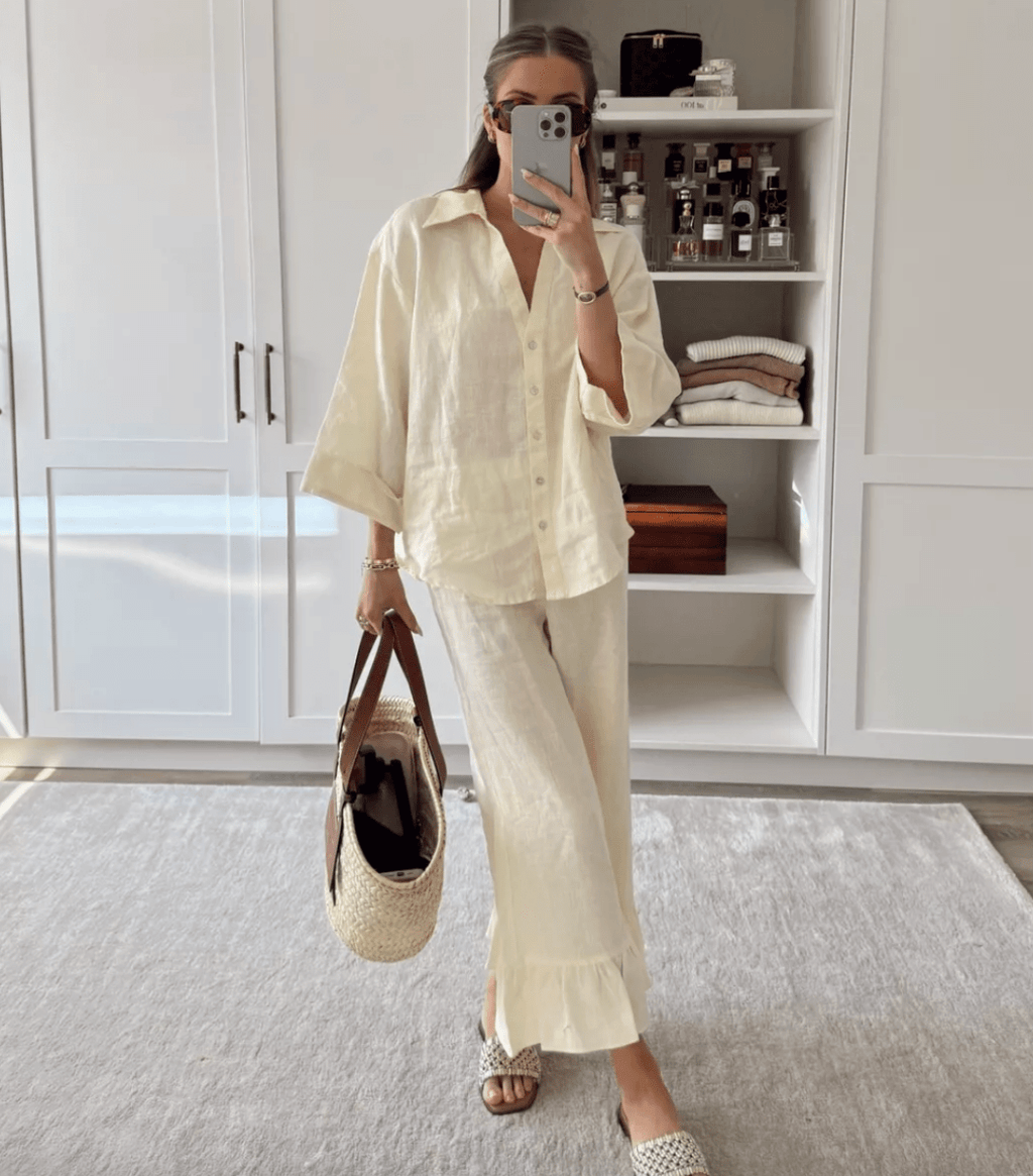 Mint Velvet Yellow Linen Ruffle Hem Cropped Trouser UK XS - Reliked