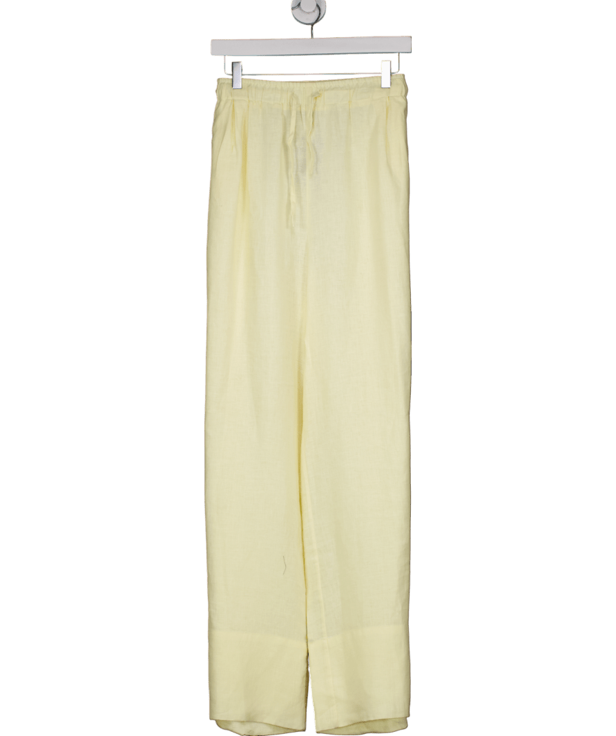 Mint Velvet Yellow Linen Wide Leg Trousers UK XL - Reliked