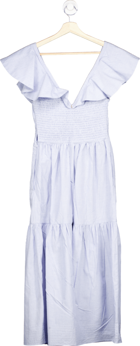 Misa Los Angeles Light Blue Tiered Midi Dress S - Reliked
