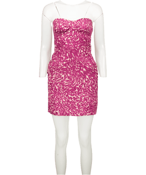 MISA Los Angeles Purple Fuchsia Leopard Jacquard Kinsley Mini Dress UK XS