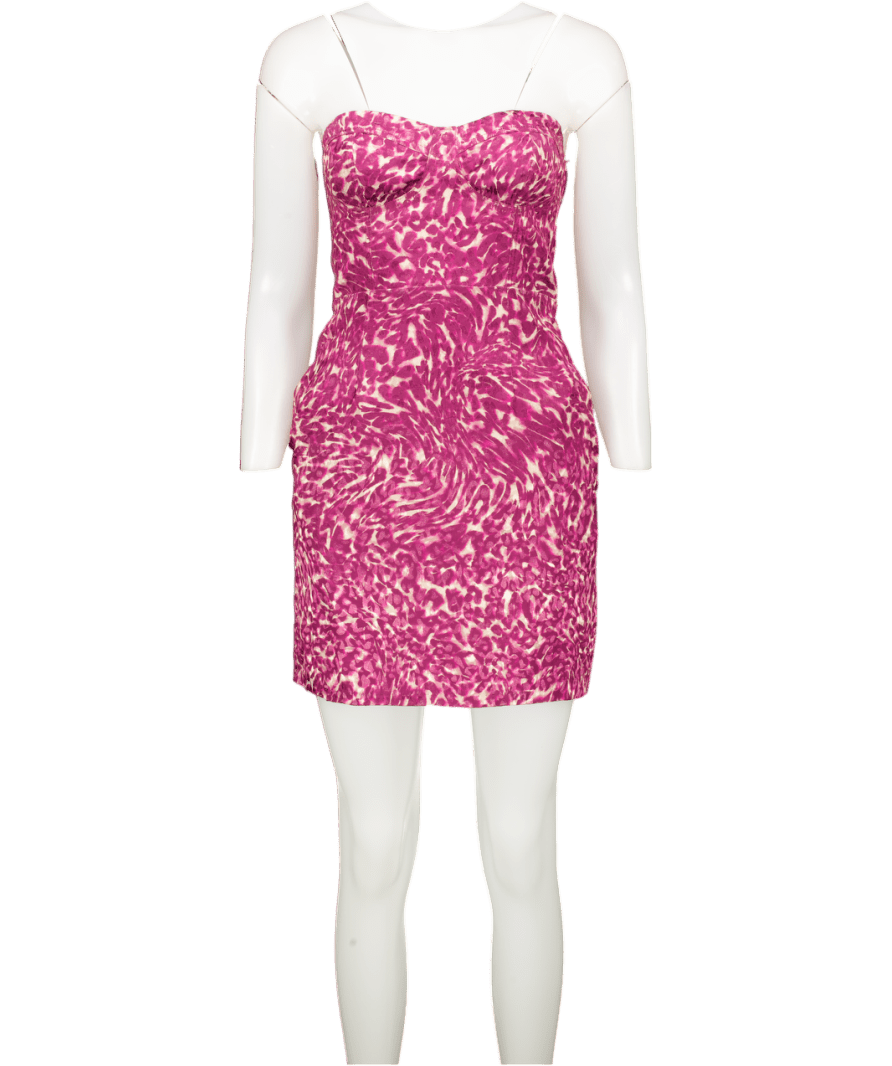 MISA Los Angeles Purple Fuchsia Leopard Jacquard Kinsley Mini Dress UK XS - Reliked