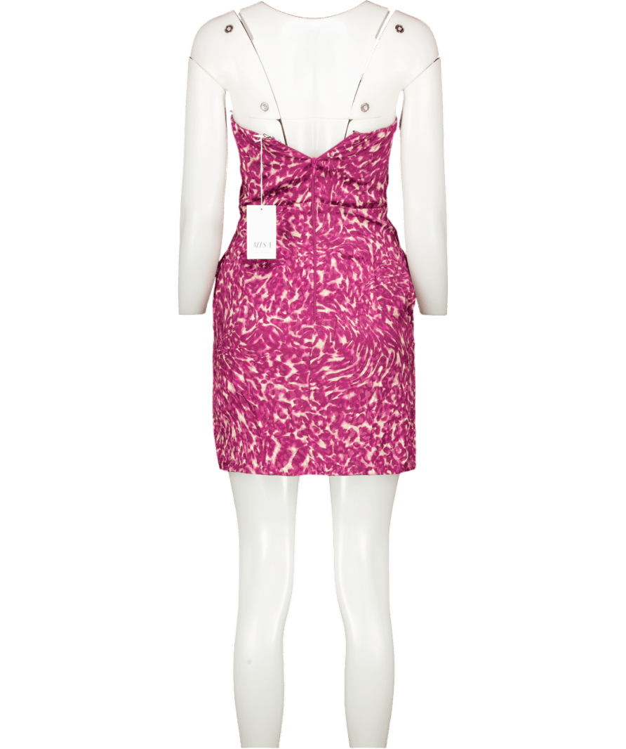 MISA Los Angeles Purple Fuchsia Leopard Jacquard Kinsley Mini Dress UK XS - Reliked