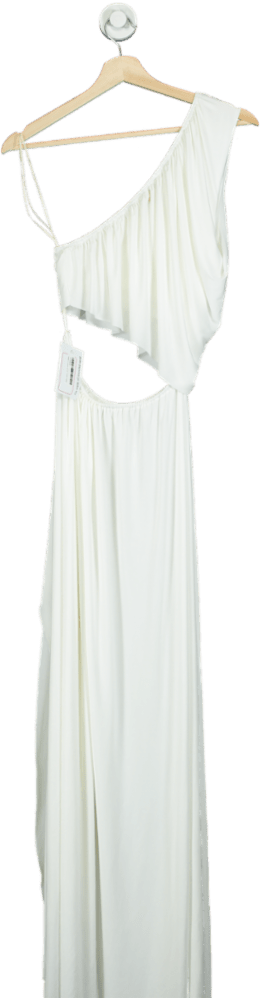 Misa White Asymmetric Cutout Maxi Dress UK S - Reliked