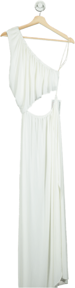 Misa White Asymmetric Cutout Maxi Dress UK S - Reliked