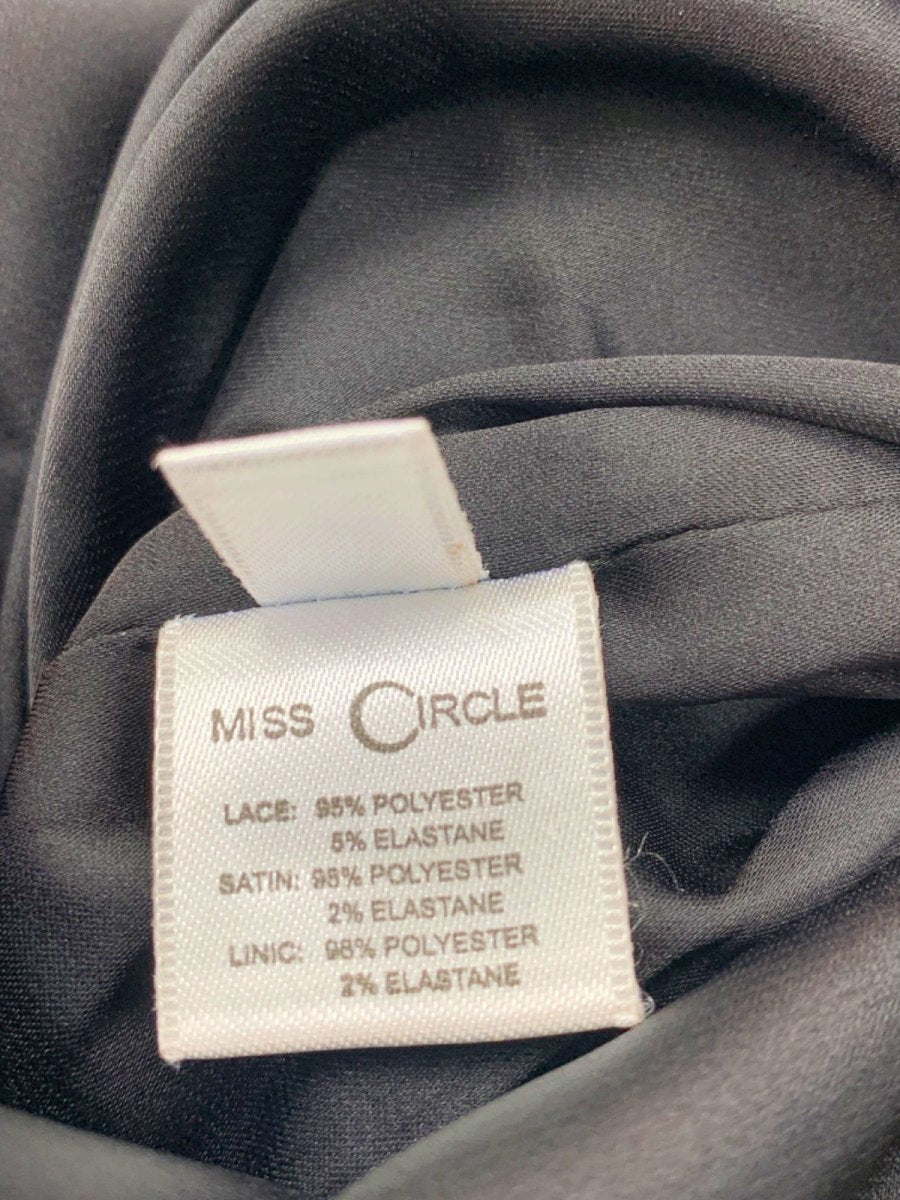 Miss Circle Black Lace Satin Ruched Dress UK XS - Reliked