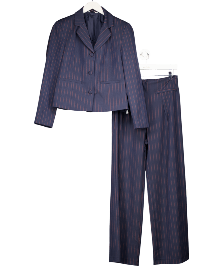 Miss Selfridge 2 - piece Fitted Blazer And Tailored High Waisted Trousers In Navy Blue Pinstripe UK 10 - Reliked