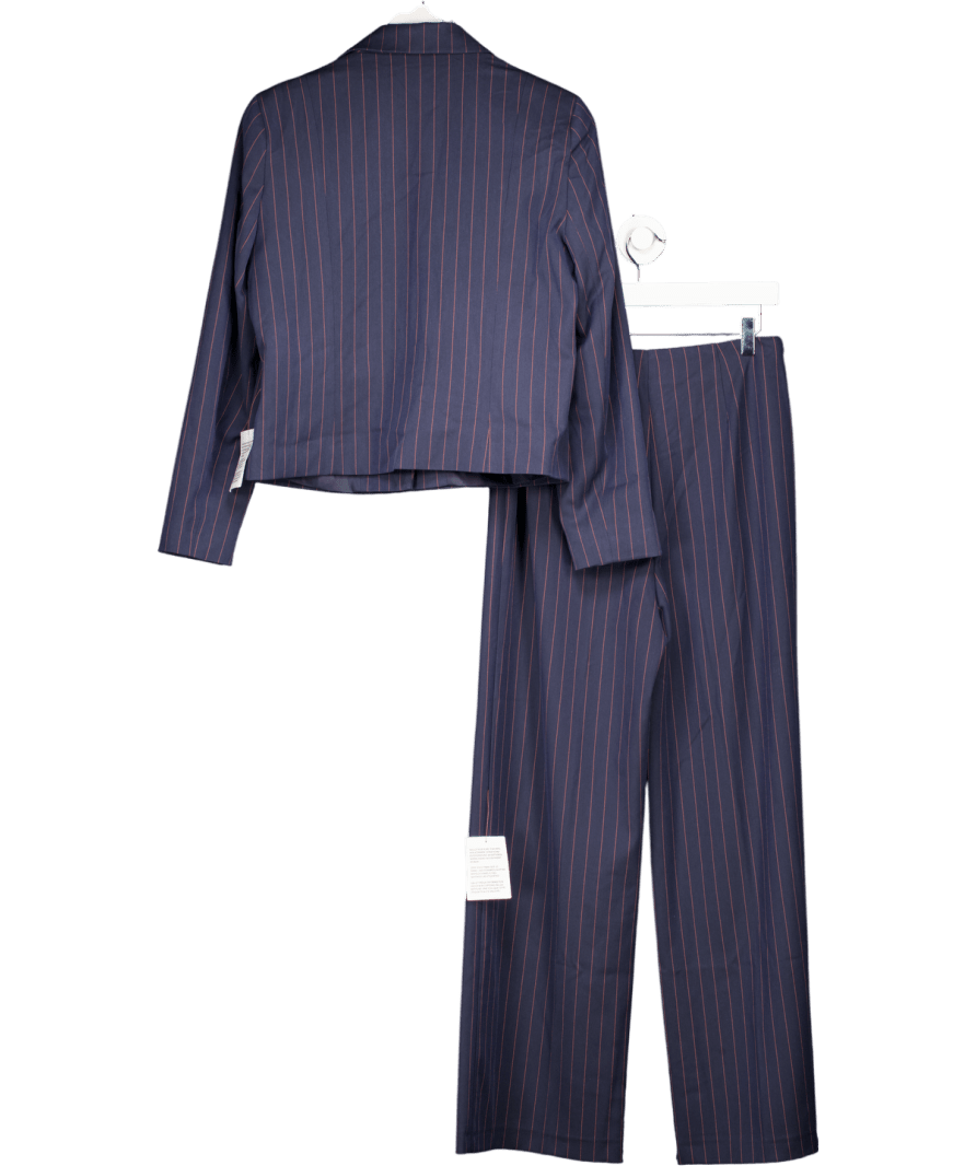 Miss Selfridge 2 - piece Fitted Blazer And Tailored High Waisted Trousers In Navy Blue Pinstripe UK 10 - Reliked