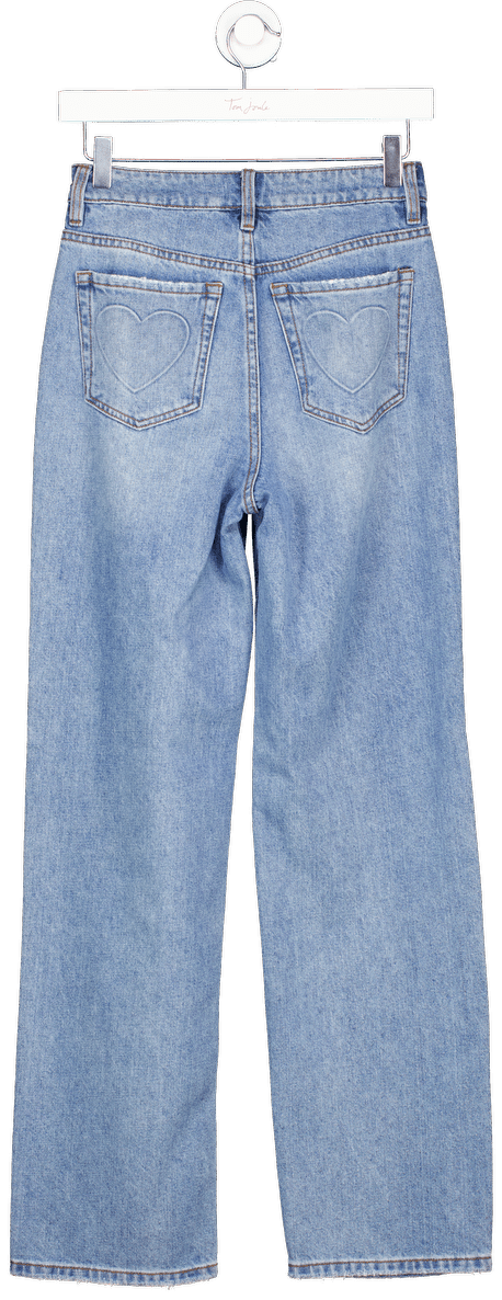 Miss Selfridge Blue Heart Pocket Flare Jean In Mid Wash UK 6 - Reliked