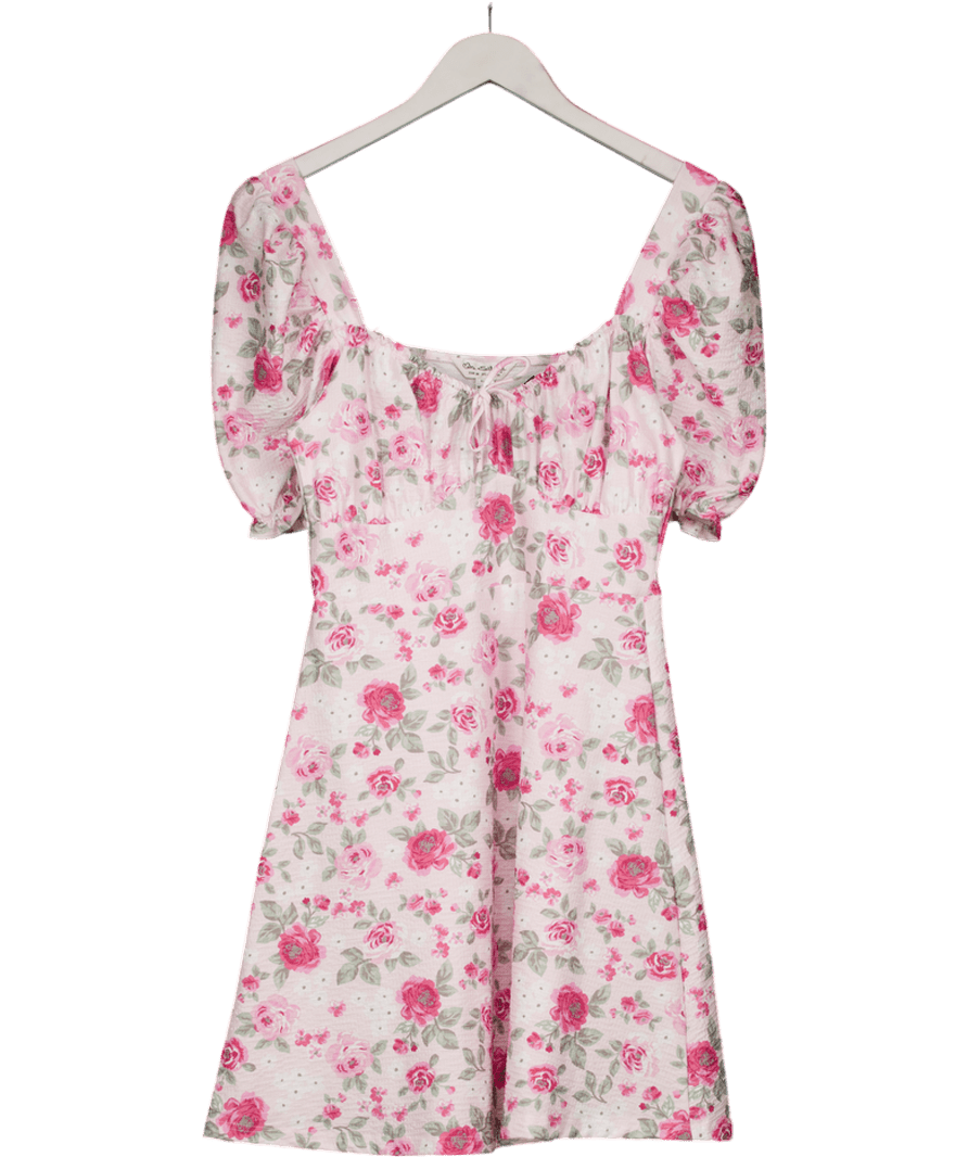 Miss Selfridge Pink Rose Print Mini Tea Dress UK 10 - Reliked