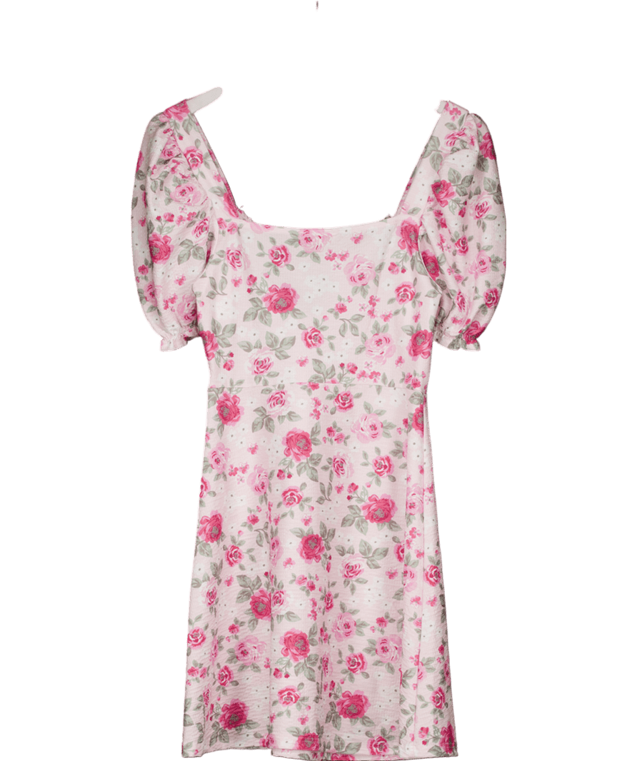 Miss Selfridge Pink Rose Print Mini Tea Dress UK 10 - Reliked