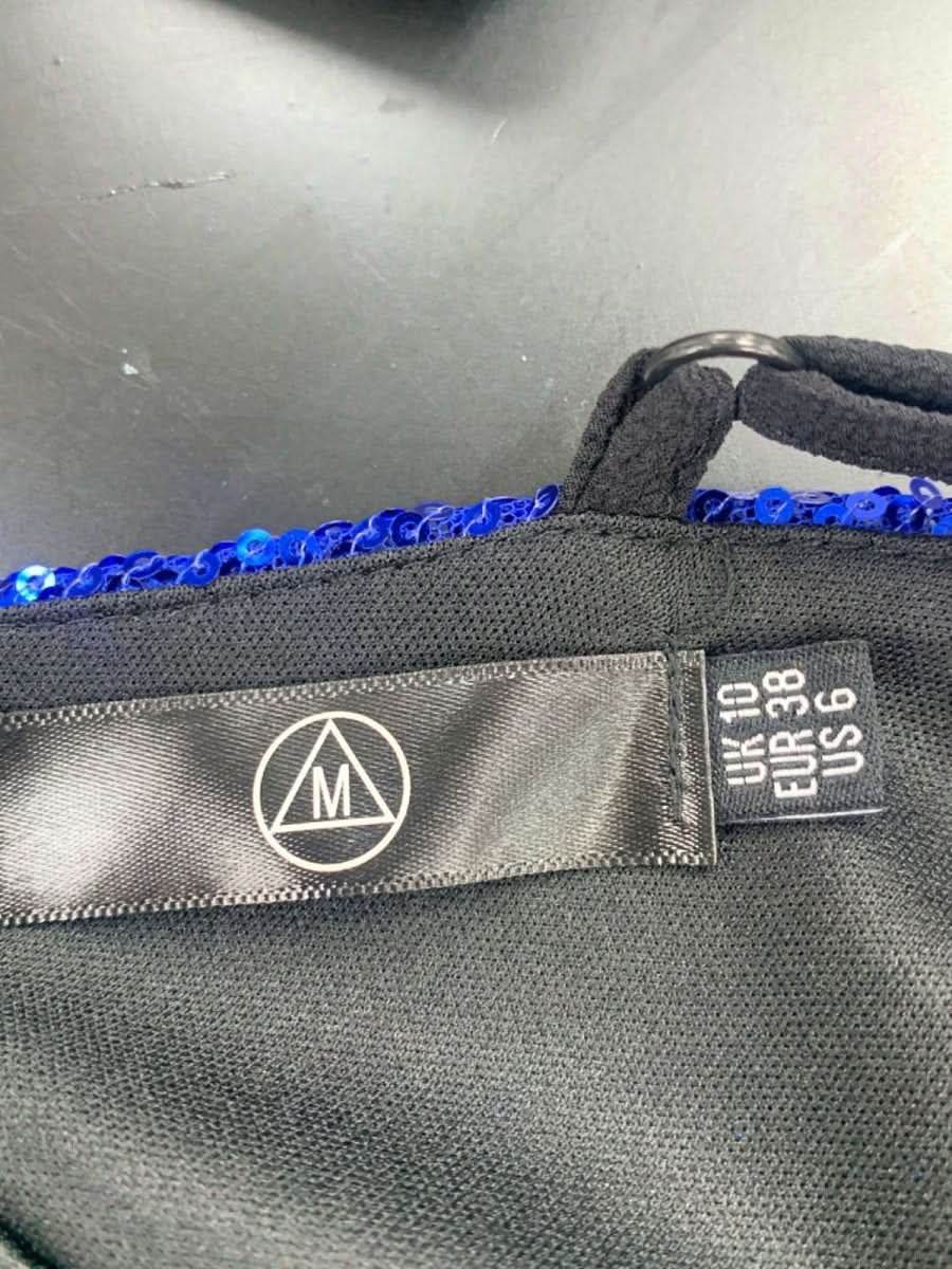 Missguided Blue Sequin American Flag Pattern Halterneck Dress UK 10 - Reliked