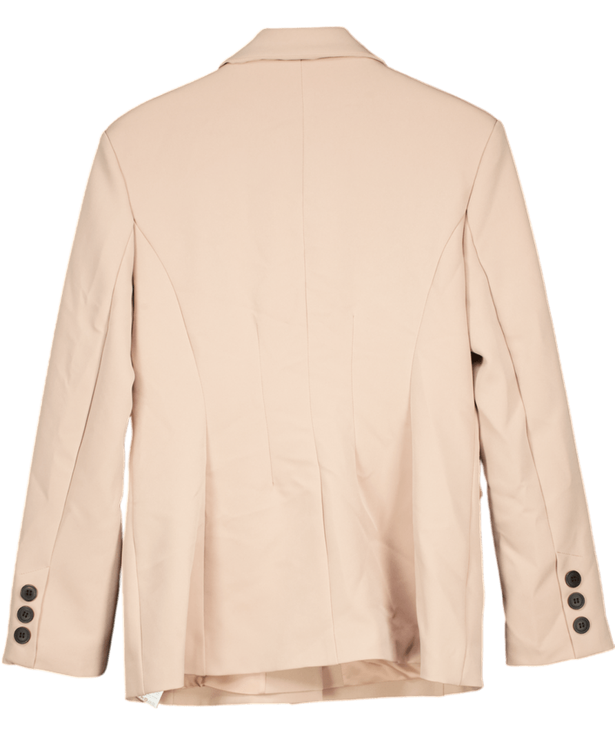 Missguided Cream Professional Long Sleeve Oversized Button Up Midi Length Blazer UK L - Reliked