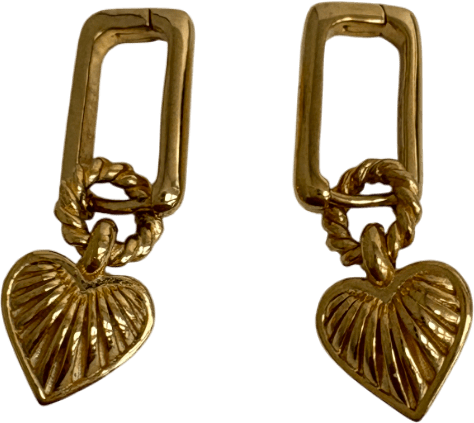 Missoma 18ct Gold Plated Ridge Heart Charm Earrings - Reliked