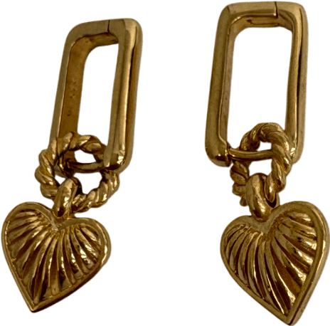 Missoma 18ct Gold Plated Ridge Heart Charm Earrings - Reliked