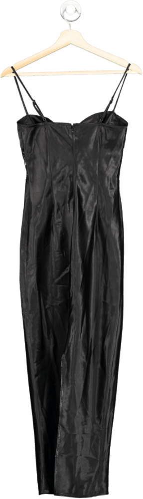 MISSPAP Black Satin Midi Dress UK 8 - Reliked