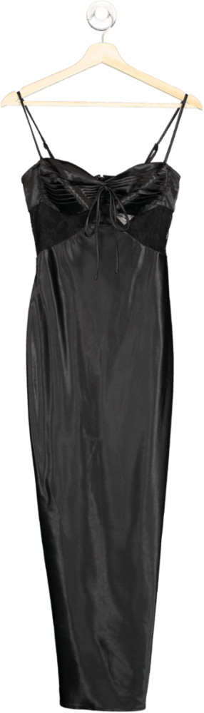 MISSPAP Black Satin Midi Dress UK 8 - Reliked