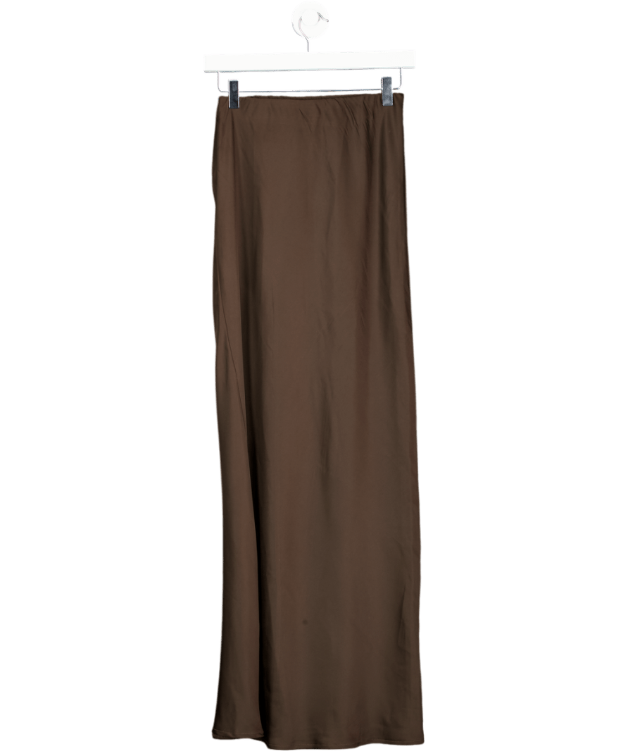 Misspap Brown Satin Maxi Skirt UK 8 - Reliked