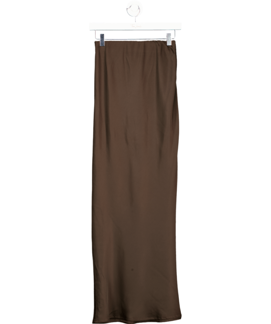 Misspap Brown Satin Maxi Skirt UK 8 - Reliked