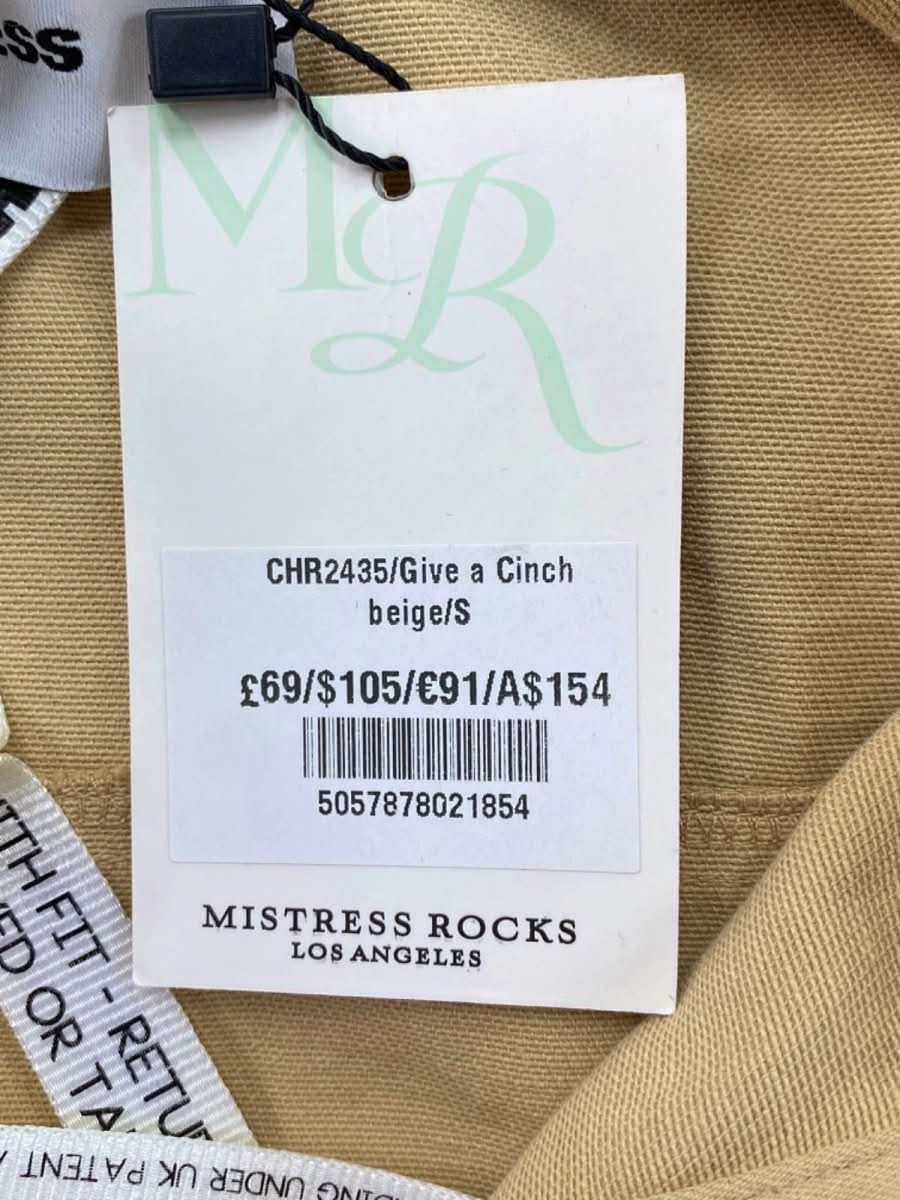 Mistress Rocks Beige Give a Cinch Dress UK S - Reliked