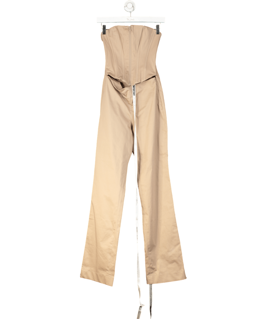 Mistress Rocks Beige Mousse Strapless Jumpsuit UK S - Reliked