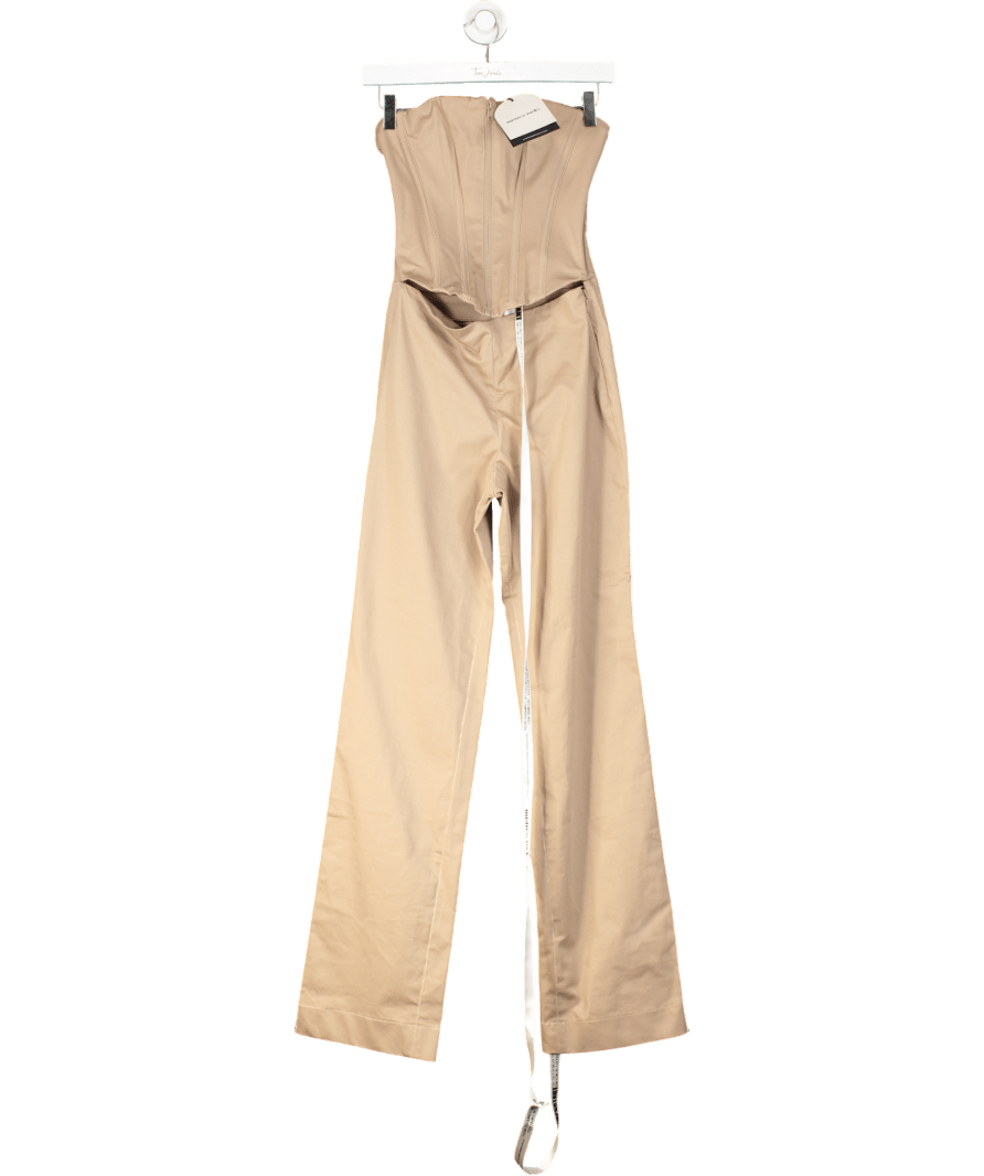 Mistress Rocks Beige Mousse Strapless Jumpsuit UK S - Reliked
