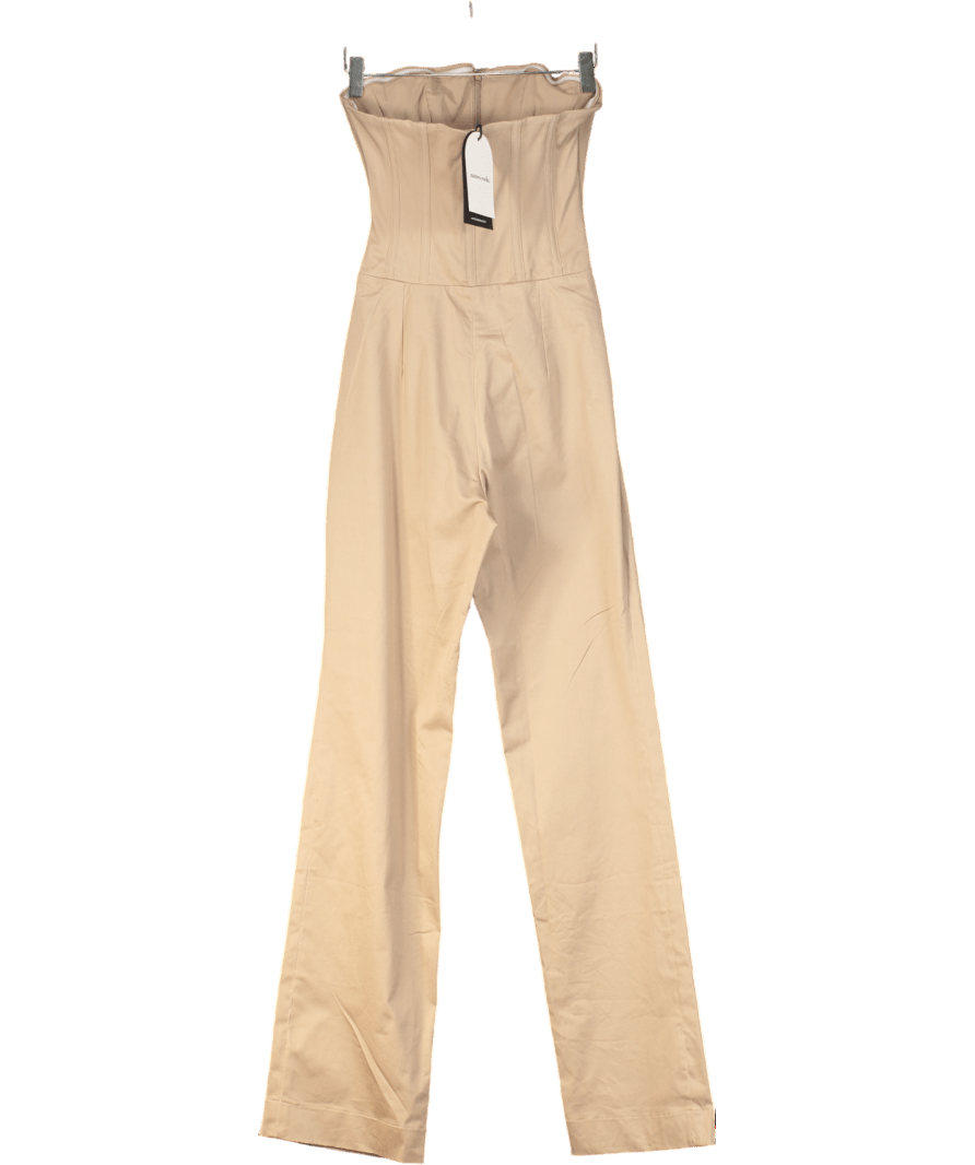 Mistress Rocks Beige Mousse Strapless Jumpsuit UK S - Reliked