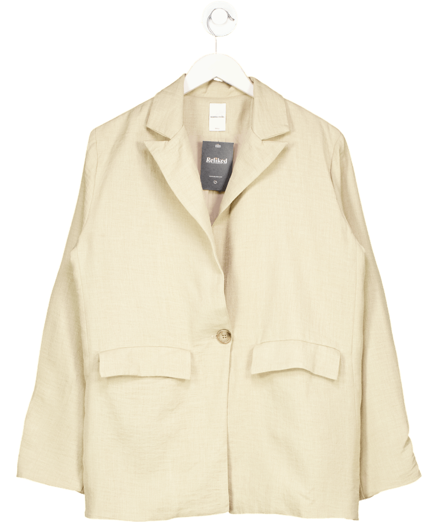 Mistress Rocks Beige Stone Boxy Oversized Blazer UK S - Reliked