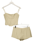 Mistress Rocks Beige Stone Curved Corset Top & Short UK XS - Reliked