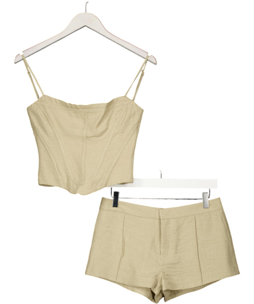 Mistress Rocks Beige Stone Curved Corset Top & Short UK XS - Reliked