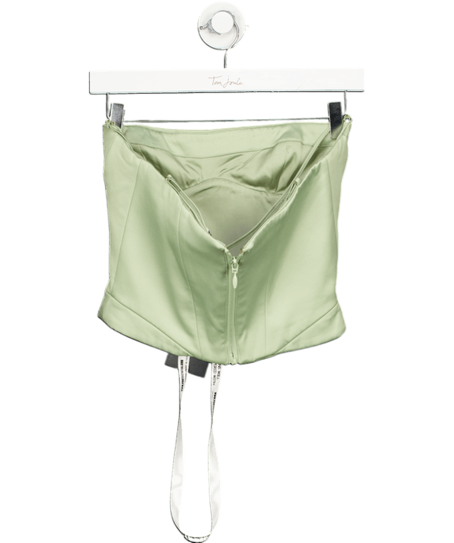 Mistress Rocks Green 'fracture' Sage Satin Corset UK S - Reliked