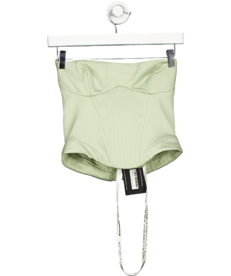 Mistress Rocks Green 'fracture' Sage Satin Corset UK S - Reliked