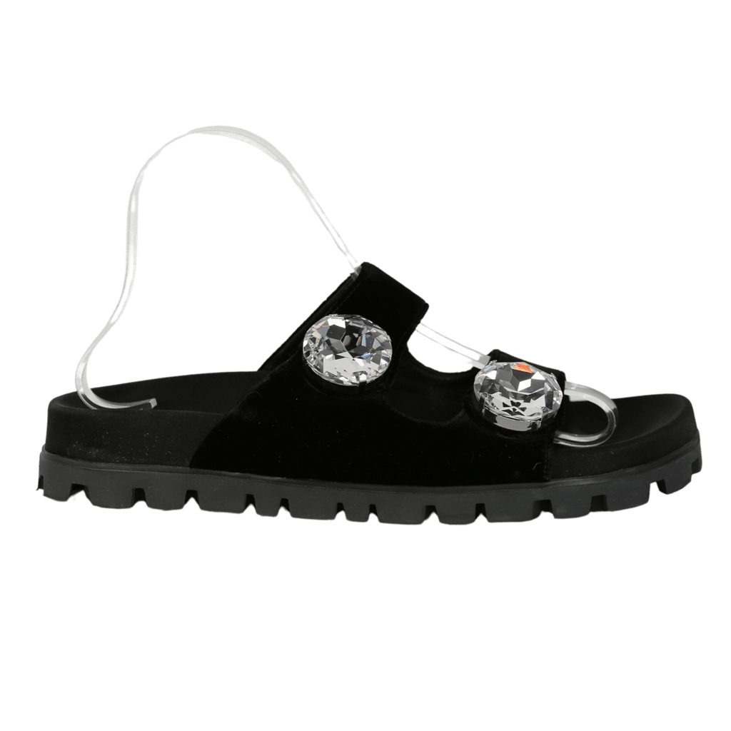 Miu Miu Black Embellished Velvet Sandals UK 5 EU 38 👠 - Reliked