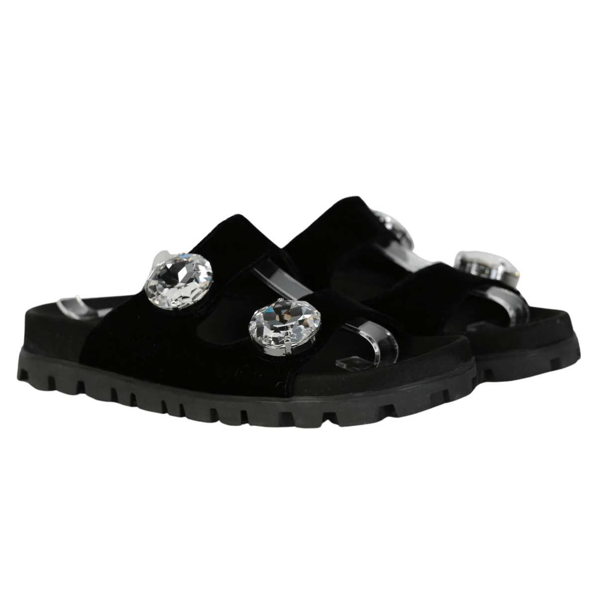 Miu Miu Black Embellished Velvet Sandals UK 5 EU 38 👠 - Reliked