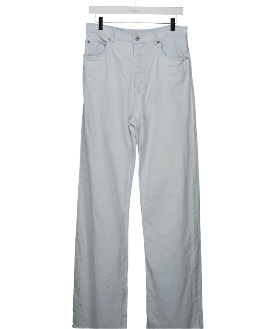 Miu Miu Light Blue Wash High Rise Straight Leg Jeans With Back Pocket Applique Logo W24 - Reliked