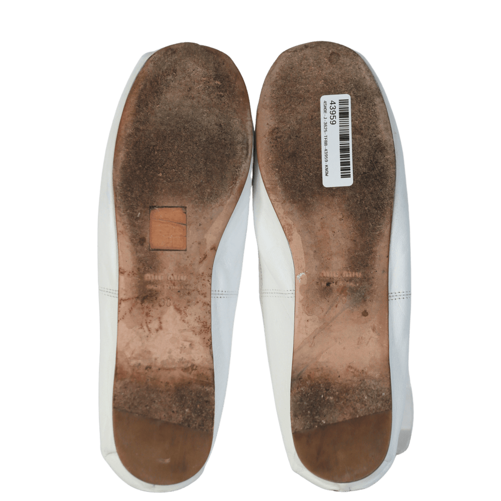 Miu Miu White Leather Ballet Flat Shoes UK 5 EU 38 👠 - Reliked