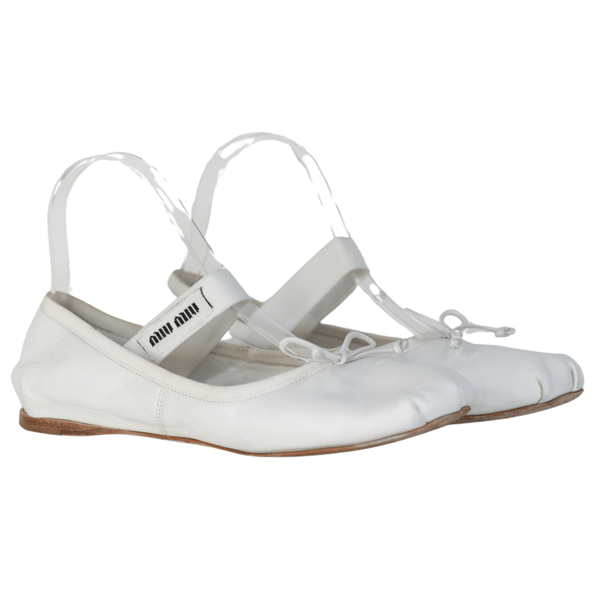 Miu Miu White Leather Ballet Flat Shoes UK 5 EU 38 👠 - Reliked