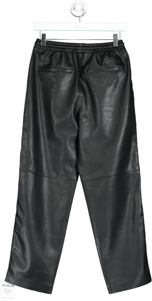 MNG Black Faux Leather Joggers UK S - Reliked