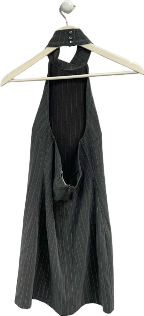 Modström Grey Pinstriped Halter Dress XS - Reliked